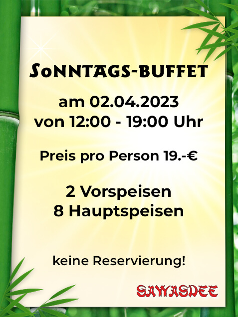 Sawasdee Pforzheim - Sonntags-Buffet - April 2023
